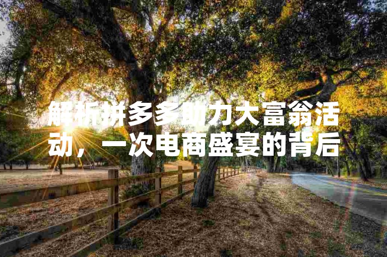 解析拼多多助力大富翁活动，一次电商盛宴的背后隐藏着什么？