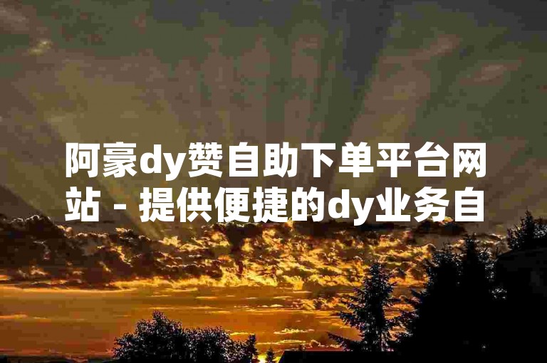 阿豪dy赞自助下单平台网站 - 提供便捷的dy业务自助下单服务，位于浙江。