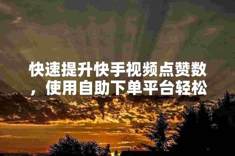 快速提升快手视频点赞数，使用自助下单平台轻松实现。