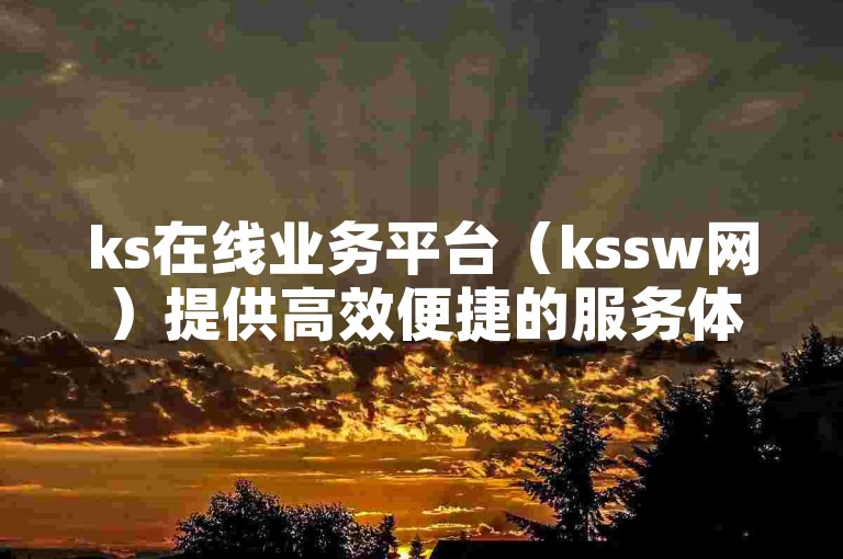 ks在线业务平台（kssw网）提供高效便捷的服务体验。