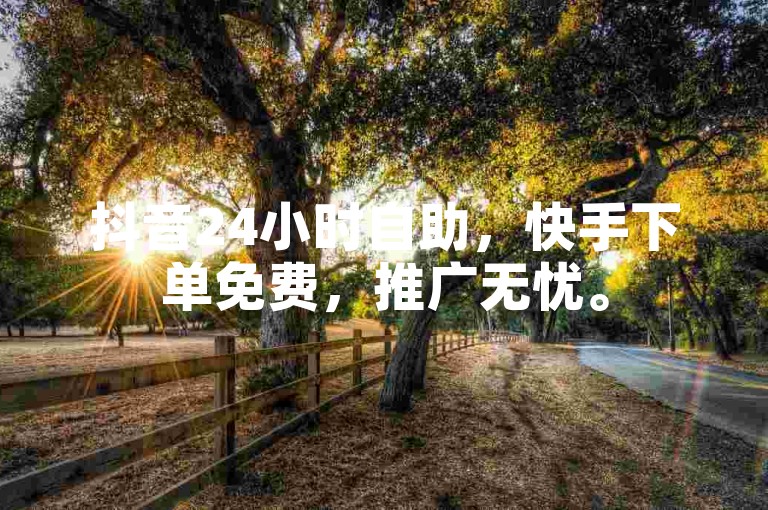 抖音24小时自助，快手下单免费，推广无忧。