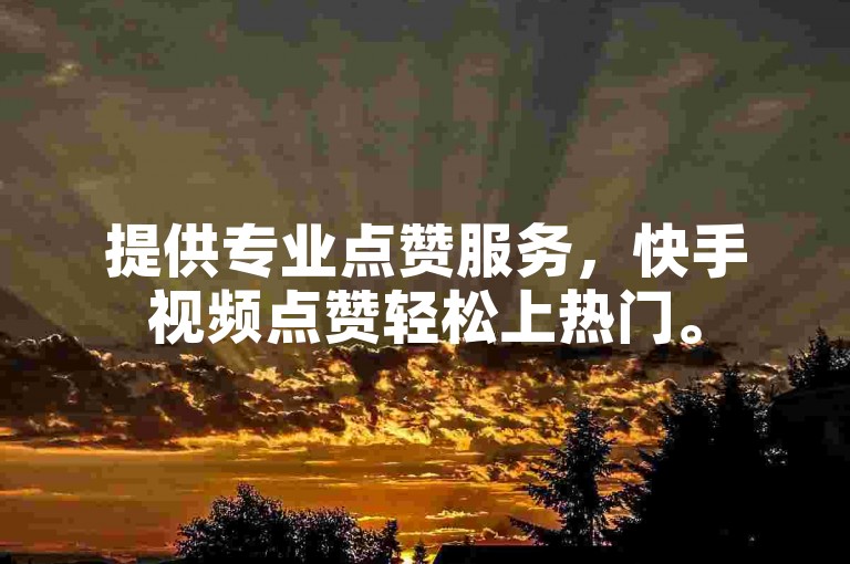 提供专业点赞服务，快手视频点赞轻松上热门。