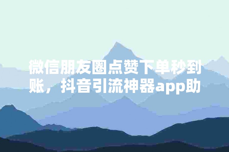 微信朋友圈点赞下单秒到账，抖音引流神器app助力。
