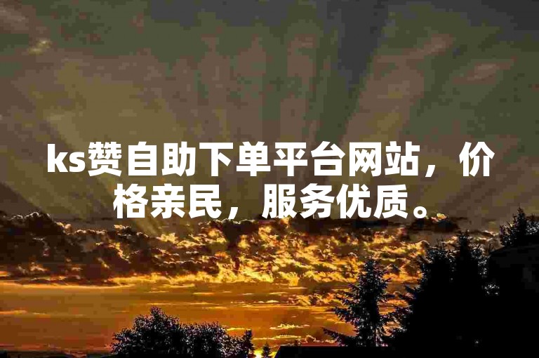 ks赞自助下单平台网站，价格亲民，服务优质。