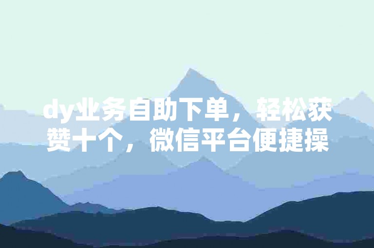 dy业务自助下单，轻松获赞十个，微信平台便捷操作。