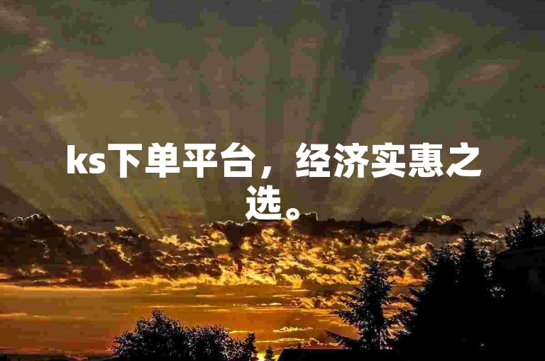 ks下单平台，经济实惠之选。