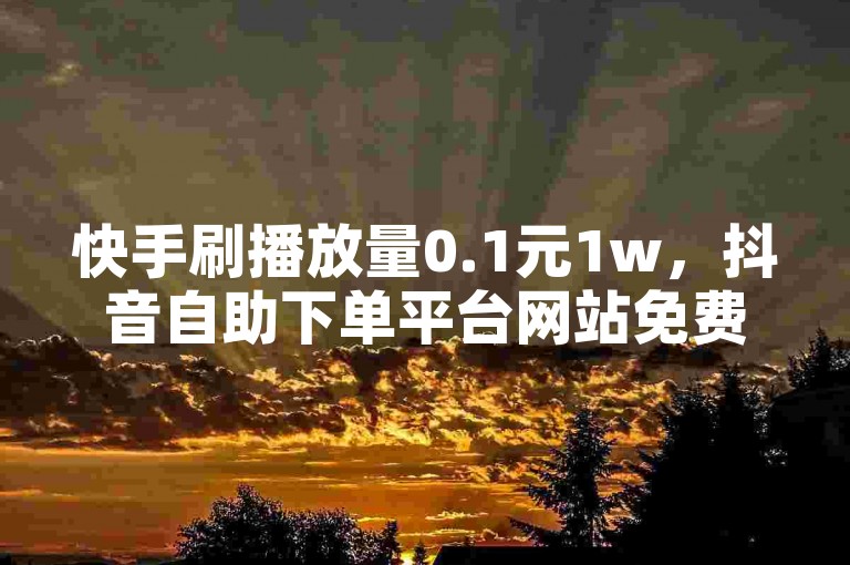 快手刷播放量0.1元1w，抖音自助下单平台网站免费。