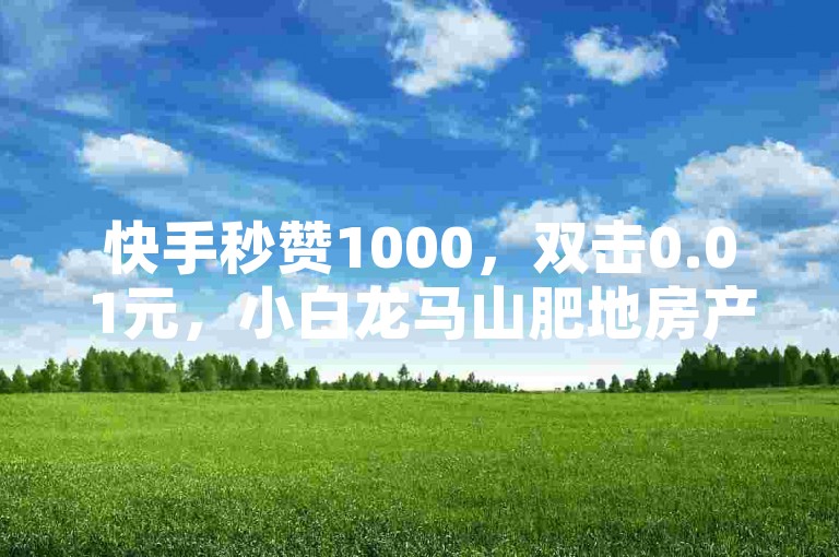 快手秒赞1000，双击0.01元，小白龙马山肥地房产装修秘籍！