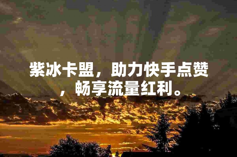 紫冰卡盟，助力快手点赞，畅享流量红利。