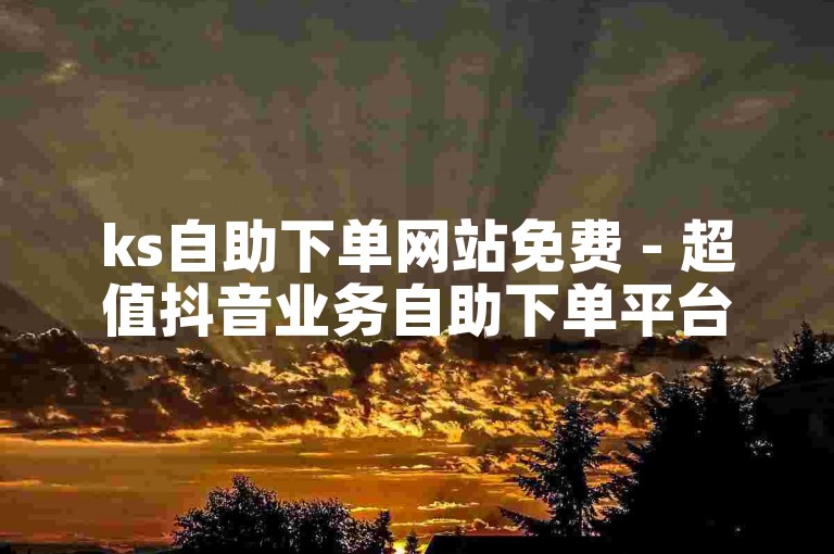 ks自助下单网站免费 - 超值抖音业务自助下单平台云笙