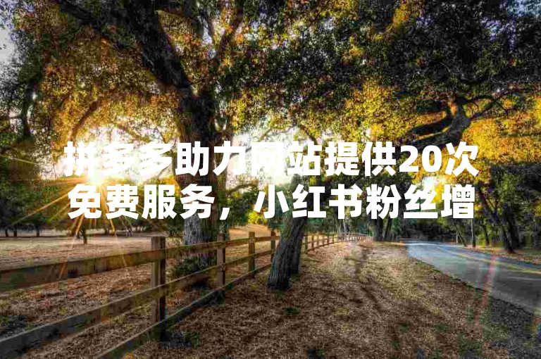 拼多多助力网站提供20次免费服务，小红书粉丝增长1万的推广费用报价。