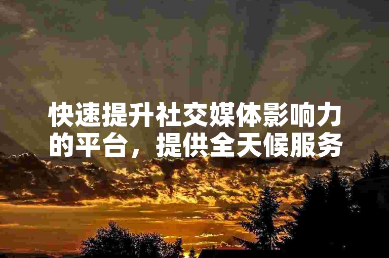 快速提升社交媒体影响力的平台，提供全天候服务，助力您的抖音和快手账号获得更多粉丝和点赞。