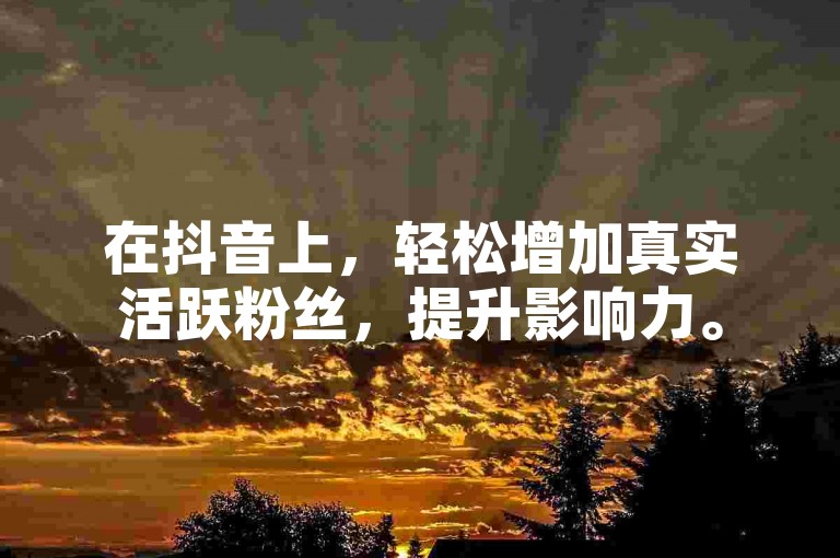 在抖音上，轻松增加真实活跃粉丝，提升影响力。