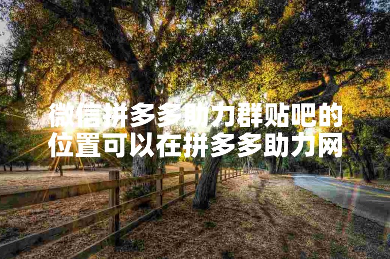 微信拼多多助力群贴吧的位置可以在拼多多助力网站找到。