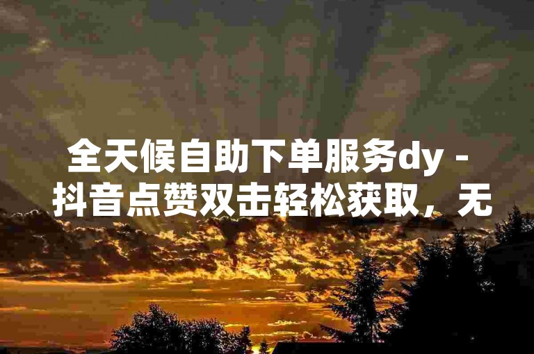 全天候自助下单服务dy - 抖音点赞双击轻松获取，无需付费。