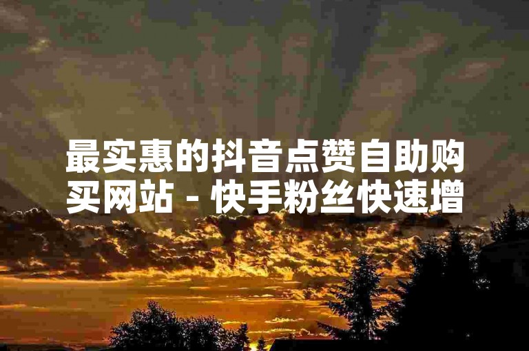最实惠的抖音点赞自助购买网站 - 快手粉丝快速增加服务