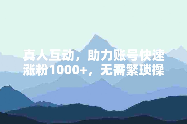 真人互动，助力账号快速涨粉1000+，无需繁琐操作，轻松提升影响力。