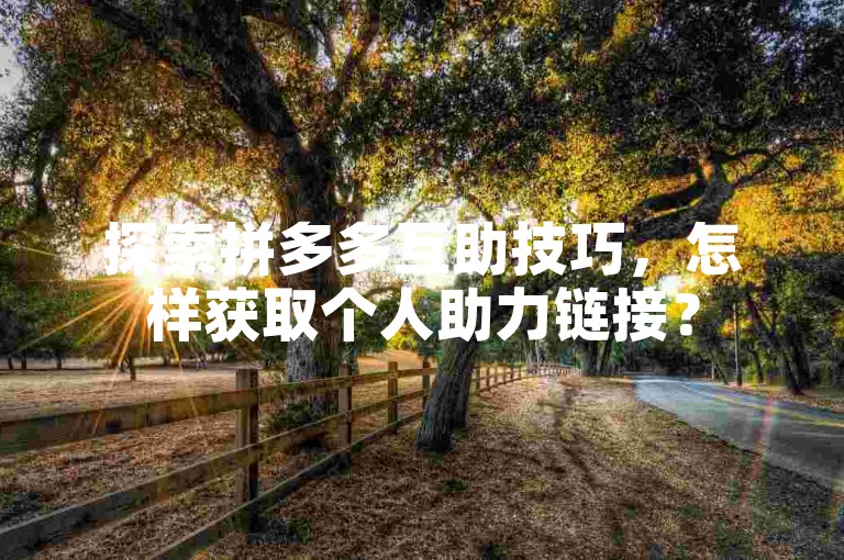 探索拼多多互助技巧，怎样获取个人助力链接？