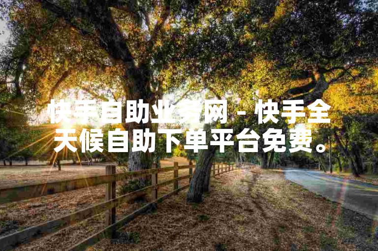 快手自助业务网 - 快手全天候自助下单平台免费。