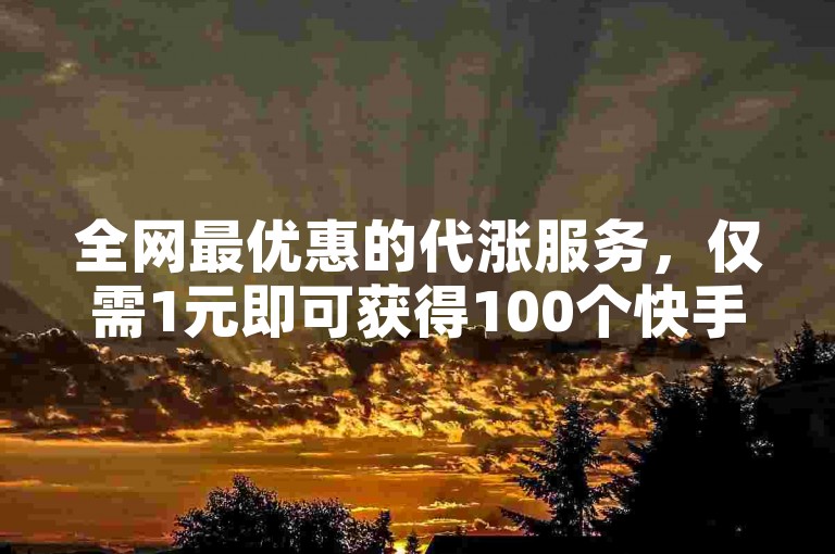全网最优惠的代涨服务，仅需1元即可获得100个快手死粉。