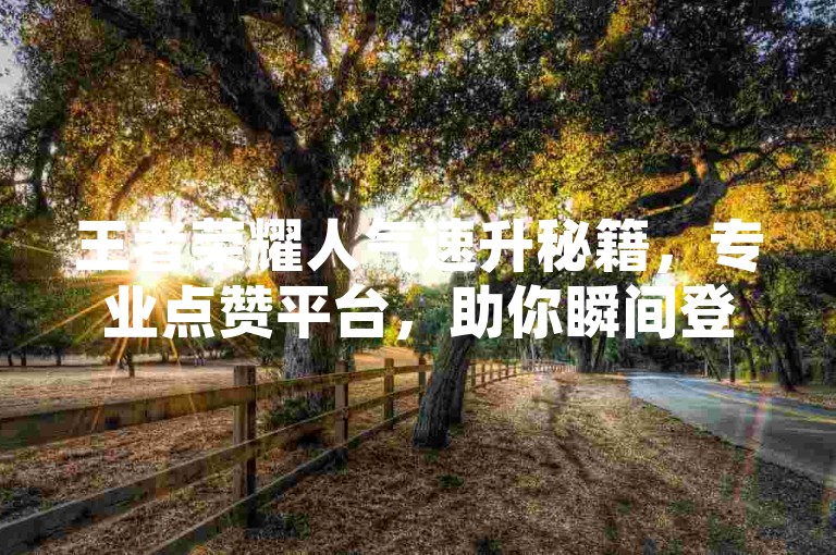 王者荣耀人气速升秘籍，专业点赞平台，助你瞬间登顶荣耀之巅！2025必备技巧。