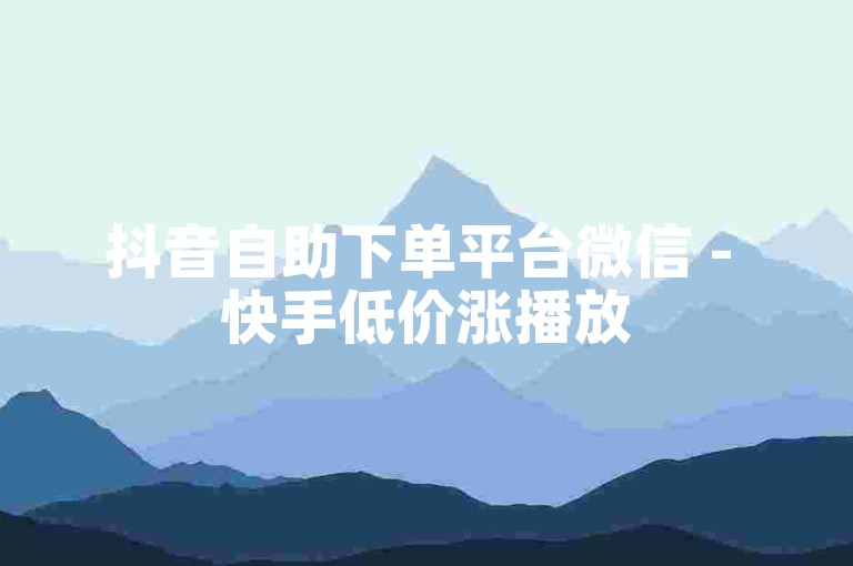 抖音自助下单平台微信 - 快手低价涨播放