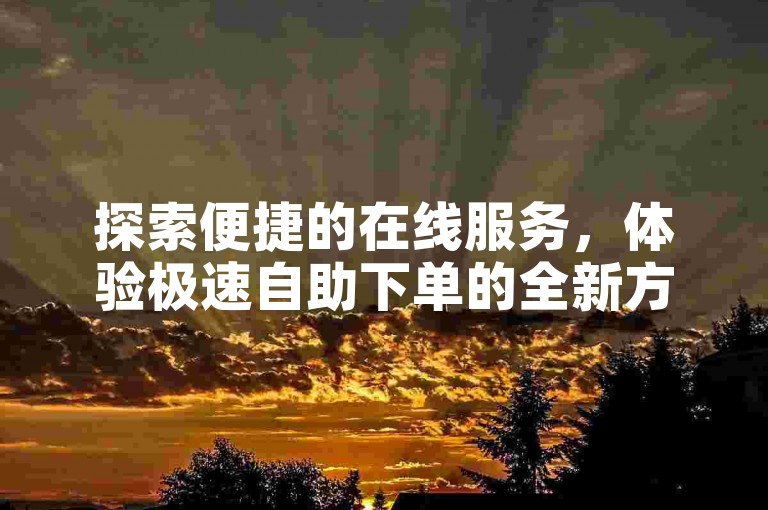 探索便捷的在线服务，体验极速自助下单的全新方式。