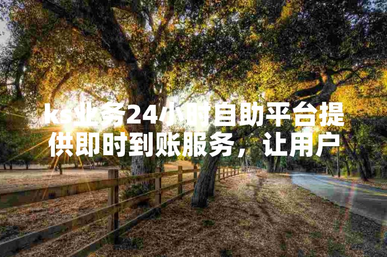 ks业务24小时自助平台提供即时到账服务，让用户双击即可快速完成交易。