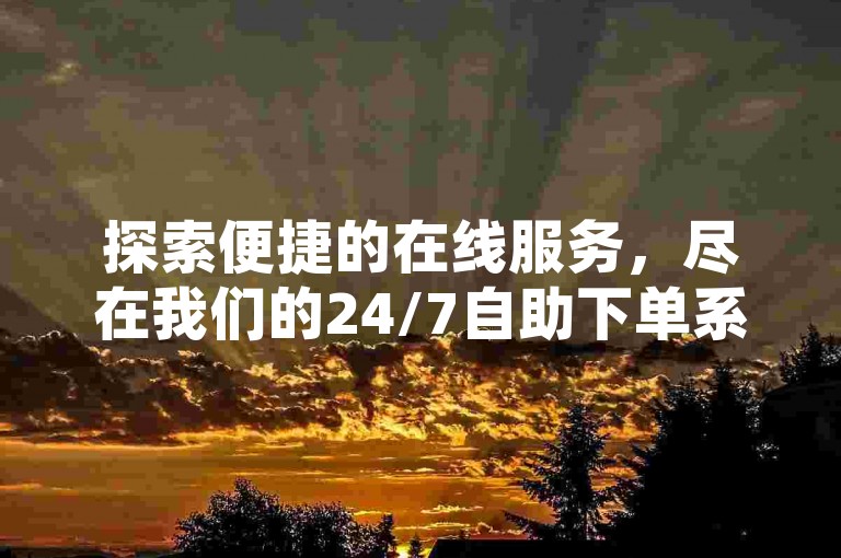 探索便捷的在线服务，尽在我们的24/7自助下单系统。
