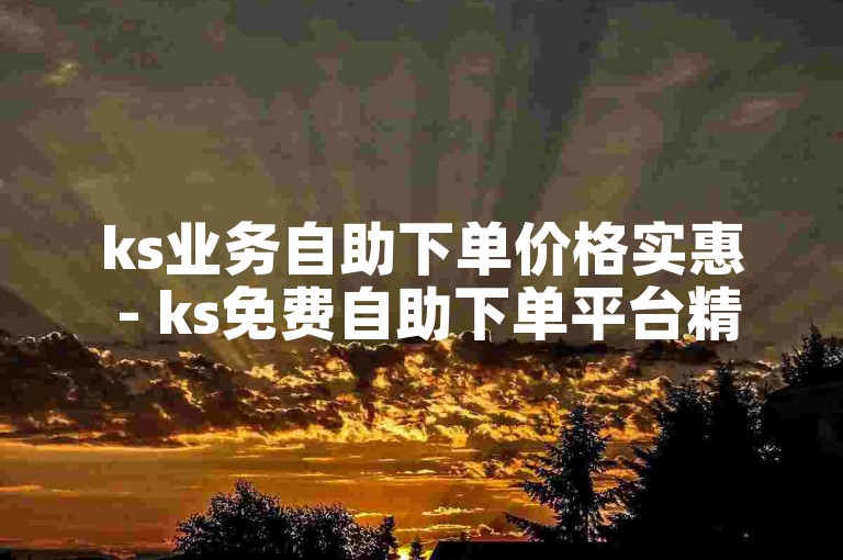ks业务自助下单价格实惠 - ks免费自助下单平台精选三十项服务