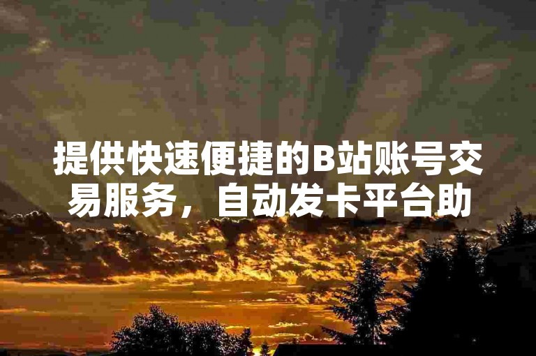 提供快速便捷的B站账号交易服务，自动发卡平台助力用户轻松获取所需账号。