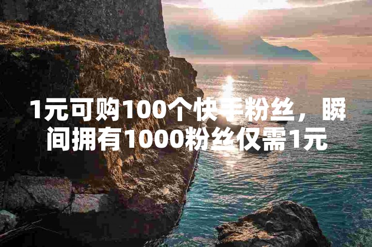 1元可购100个快手粉丝，瞬间拥有1000粉丝仅需1元。