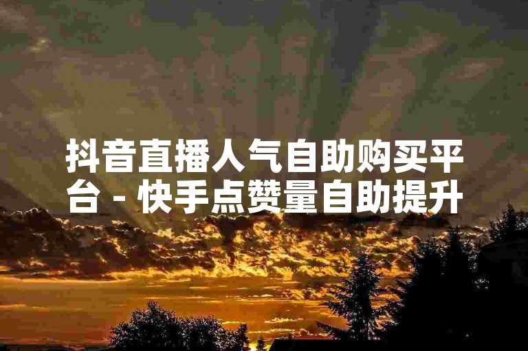抖音直播人气自助购买平台 - 快手点赞量自助提升服务