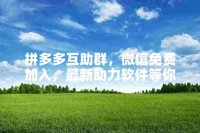 拼多多互助群，微信免费加入，最新助力软件等你来体验！