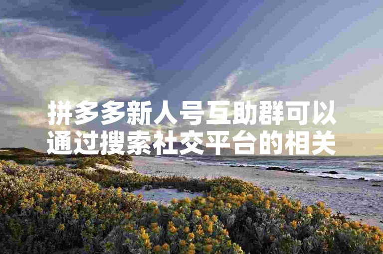 拼多多新人号互助群可以通过搜索社交平台的相关小组或询问身边朋友获取。