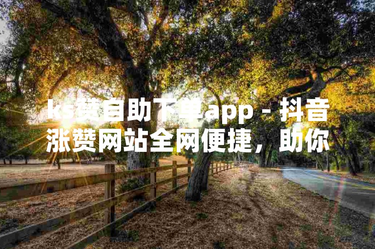 ks赞自助下单app - 抖音涨赞网站全网便捷，助你轻松提升视频热度。