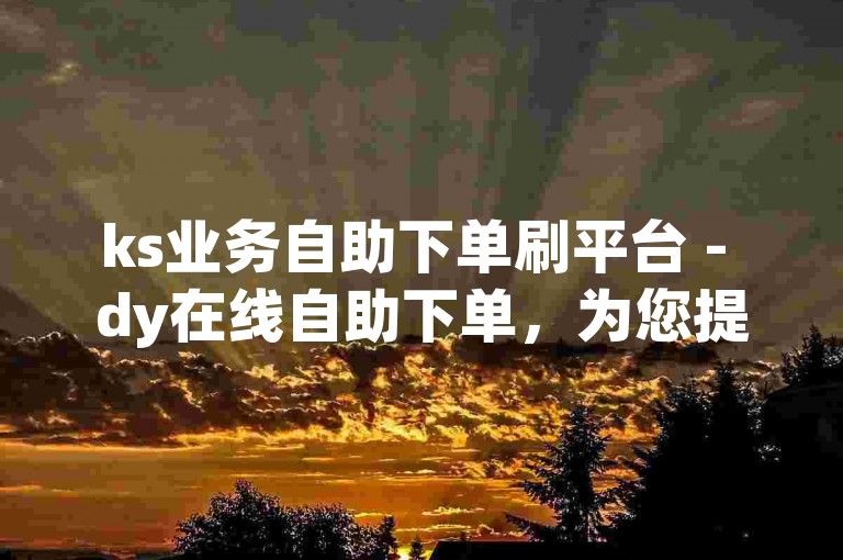 ks业务自助下单刷平台 - dy在线自助下单，为您提供便捷的服务体验。