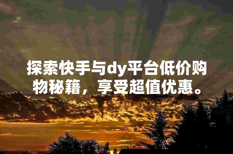 探索快手与dy平台低价购物秘籍，享受超值优惠。