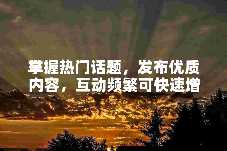 掌握热门话题，发布优质内容，互动频繁可快速增粉。