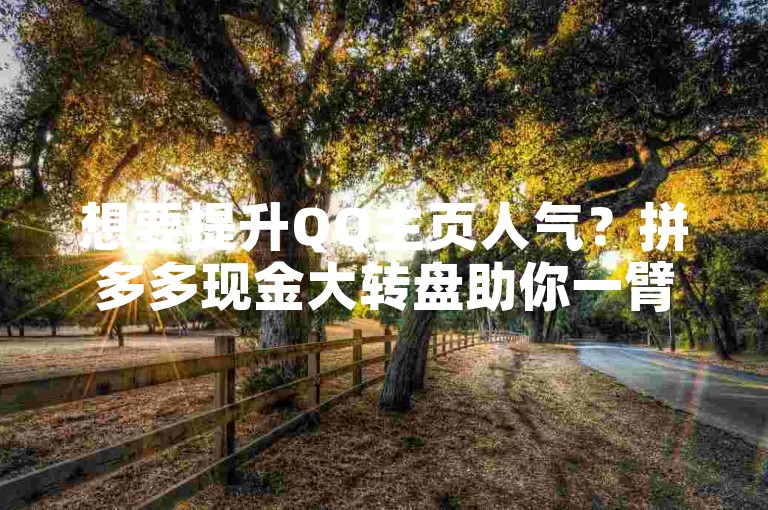 想要提升QQ主页人气？拼多多现金大转盘助你一臂之力！