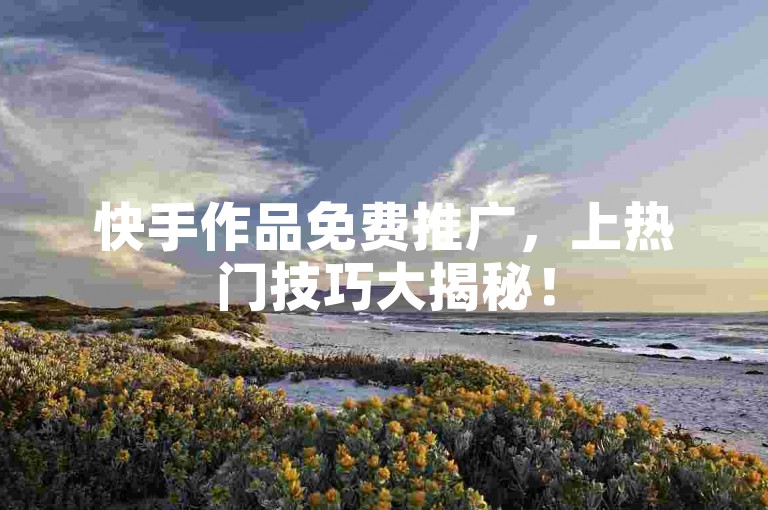 快手作品免费推广，上热门技巧大揭秘！