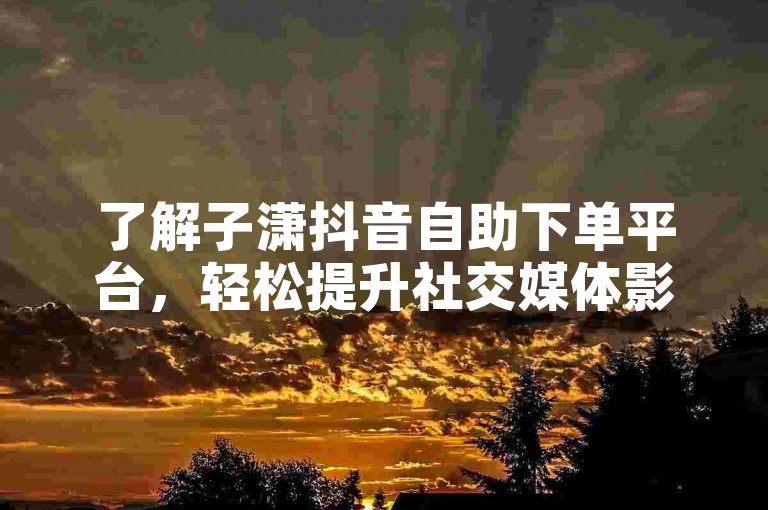 了解子潇抖音自助下单平台，轻松提升社交媒体影响力。