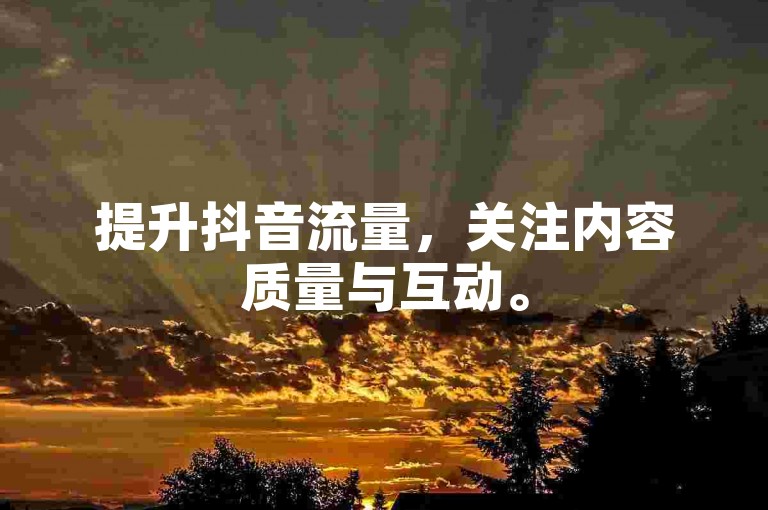 提升抖音流量，关注内容质量与互动。