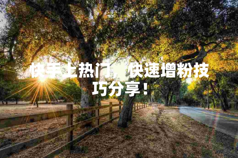 快手上热门，快速增粉技巧分享！