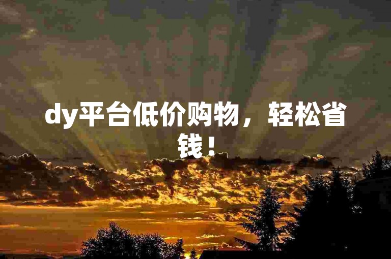 dy平台低价购物，轻松省钱！