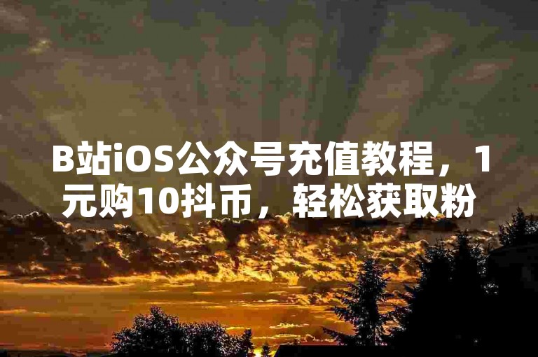 B站iOS公众号充值教程，1元购10抖币，轻松获取粉丝。