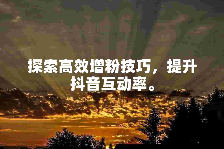 探索高效增粉技巧，提升抖音互动率。