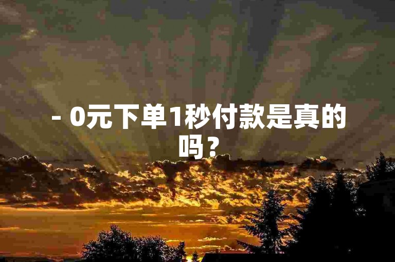 - 0元下单1秒付款是真的吗？
