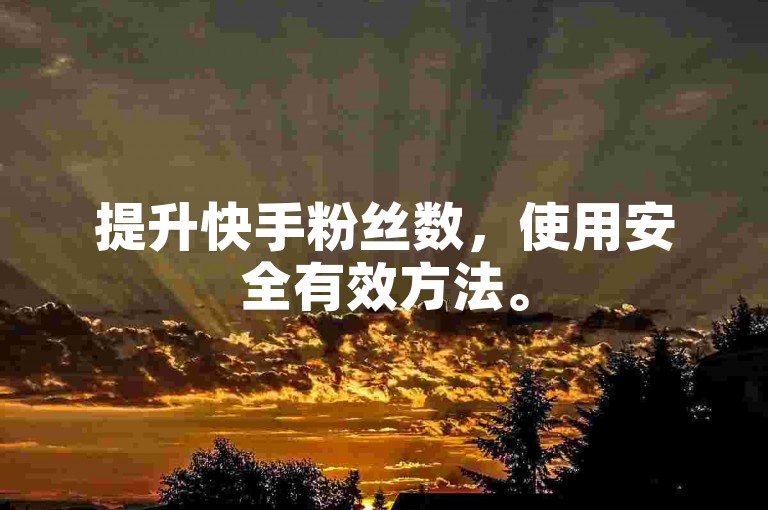 提升快手粉丝数，使用安全有效方法。
