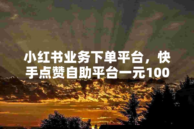 小红书业务下单平台，快手点赞自助平台一元1000赞。